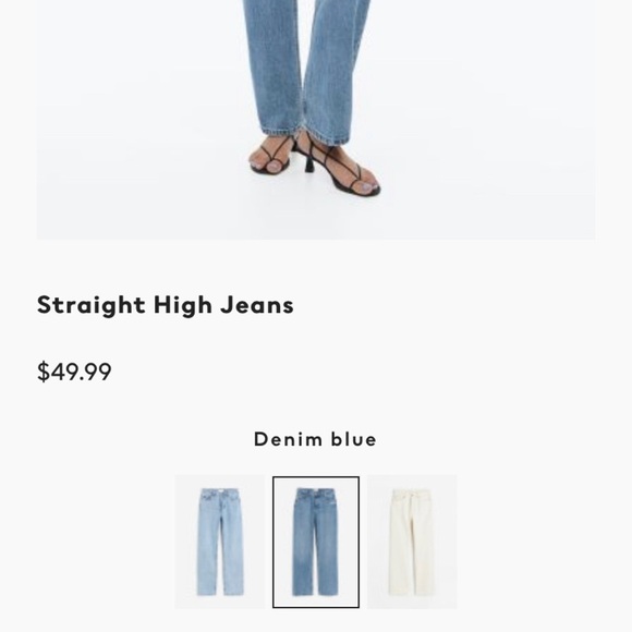 H&M Ladies Straight High waist Jeans Denim Blue Wash - Picture 8 of 10